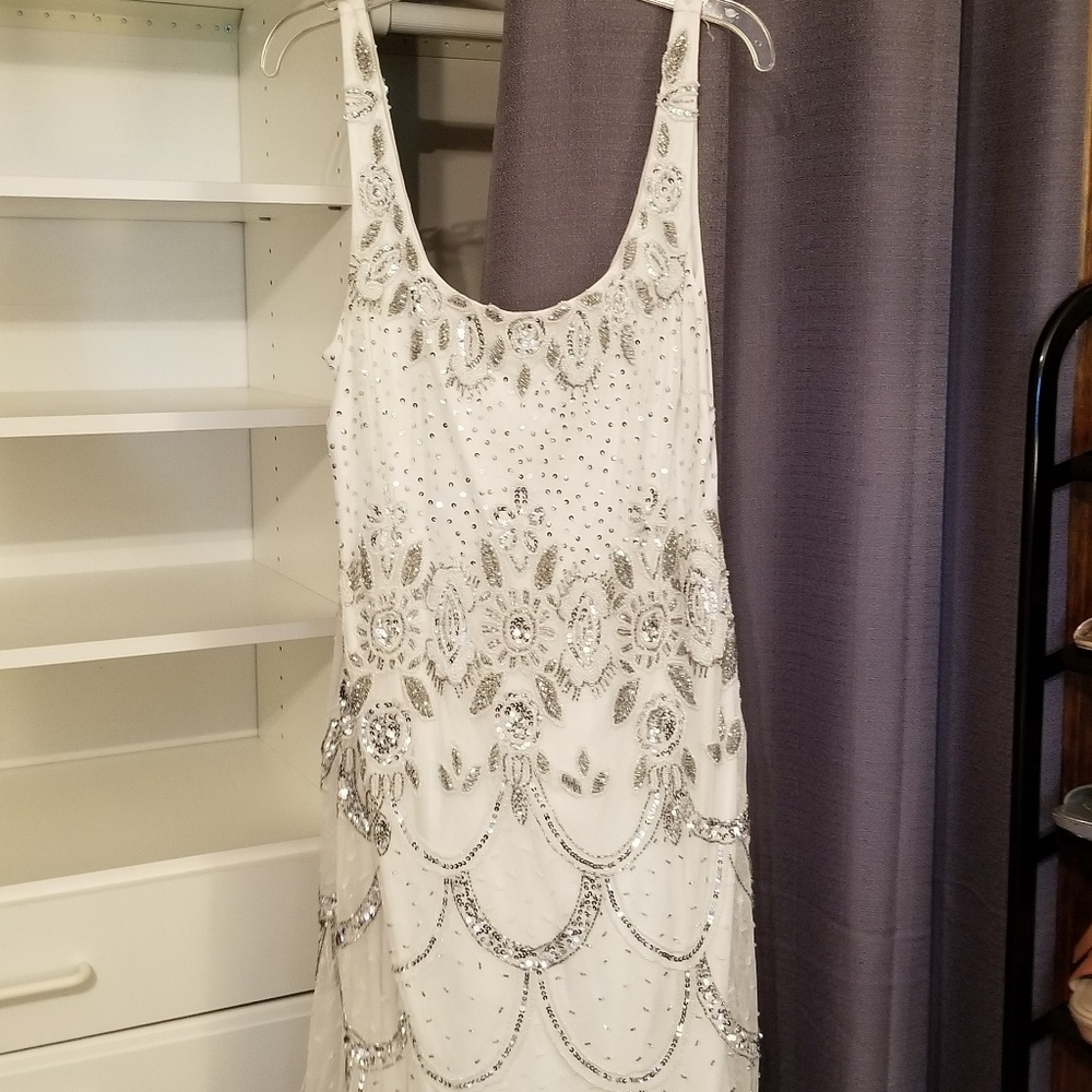 White sequin tank dress